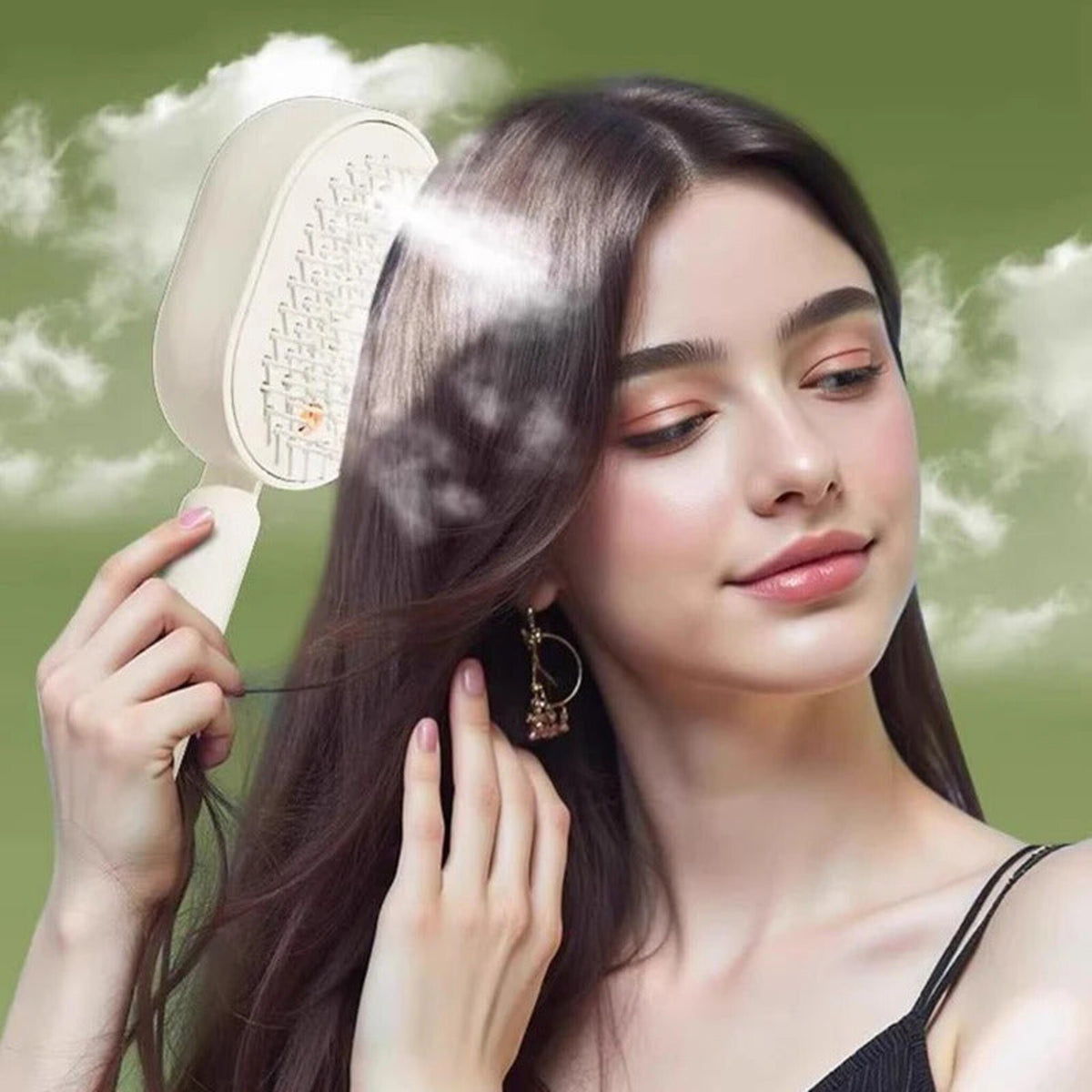 3-in-1 Mist Spray Hair Brush - Anti-Frizz & Self-Cleaning