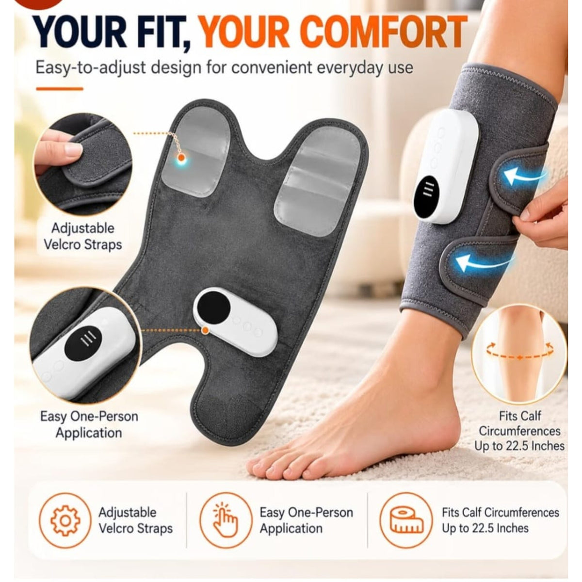 Heated Leg & Calf Massager - Cordless Air Compression