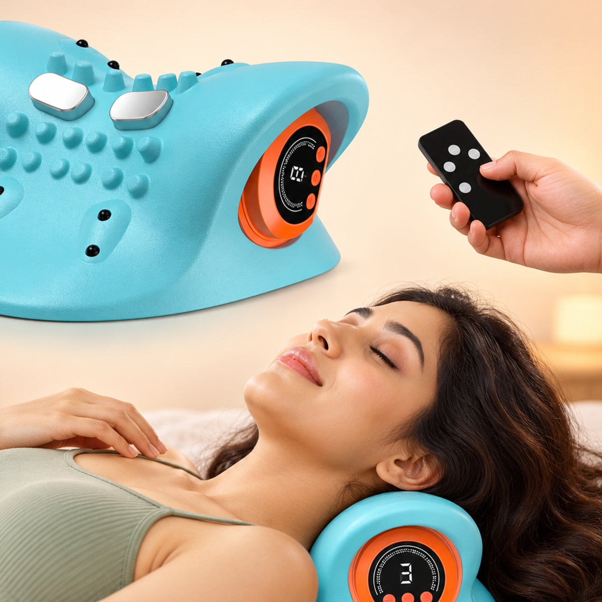 Heated Neck & Shoulder Massager Pillow - Remote Control