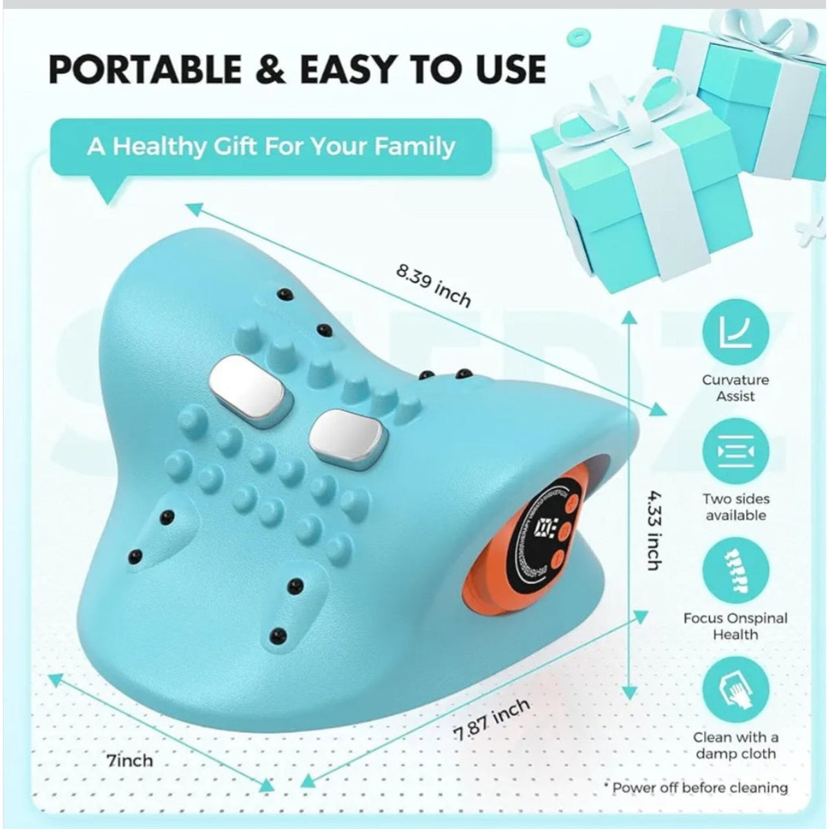 Heated Neck & Shoulder Massager Pillow - Remote Control